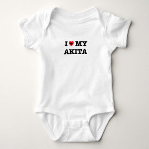 I Heart My Akita Baby Bodysuit