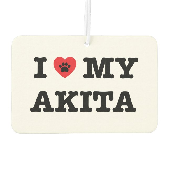 I Heart My Akita Car Air Freshener (Back)