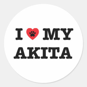 I Heart My Akita Sticker