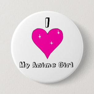 I heart My Anime Girl 7.5 Cm Round Badge