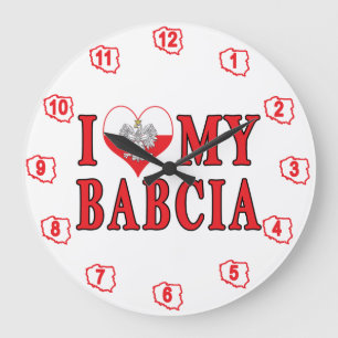 I Heart My Babcia Large Clock