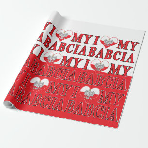 I Heart My Babcia Wrapping Paper