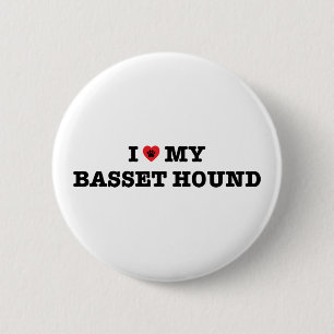 I Heart My Basset Hound 6 Cm Round Badge