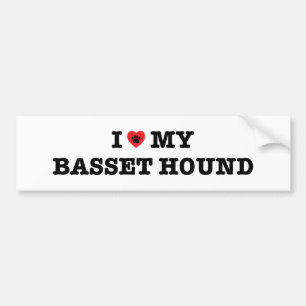 I Heart My Basset Hound Bumper Sticker