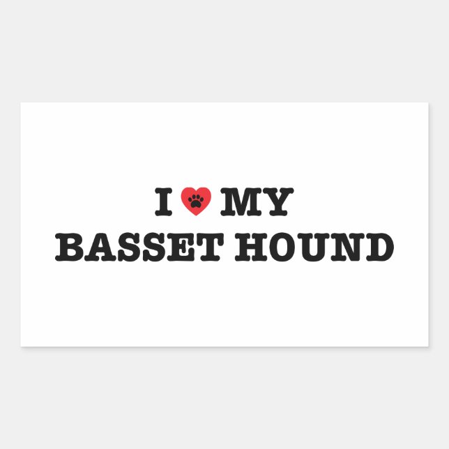 I Heart My Basset Hound Rectangular Sticker (Front)