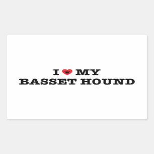 I Heart My Basset Hound Rectangular Sticker