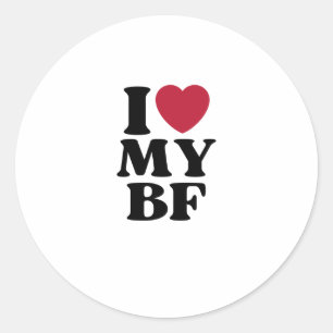 I Heart My BF Boyfriend Classic Round Sticker