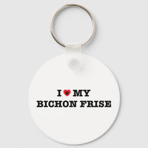 I Heart My Bichon Frise Button Keychain