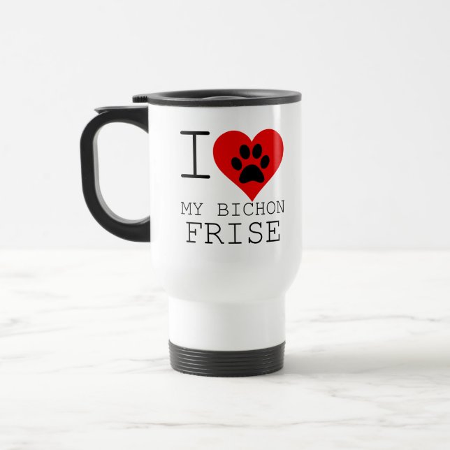 I heart my Bichon Frise Travel Mug (Left)