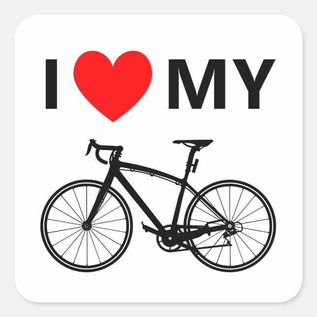         I Heart My Bike Cool Fun Cute Bicycle Love Square Sticker (Front)