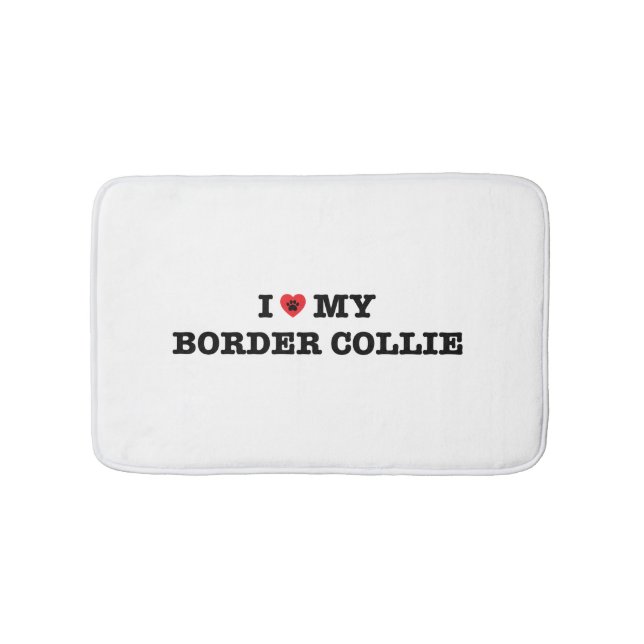 I Heart My Border Collie Bath Mat (Front)
