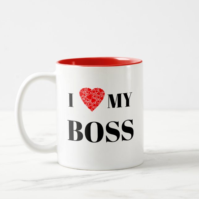 I heart my boss | Gift to personalise Two-Tone Coffee Mug (Left)