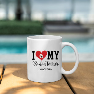 I Heart My Boston Terrier Personalised Coffee Mug