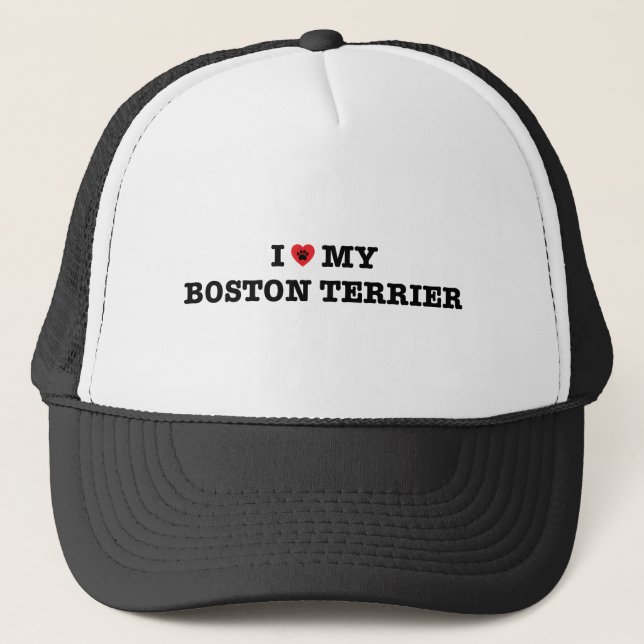 I Heart My Boston Terrier Trucker Hat (Front)