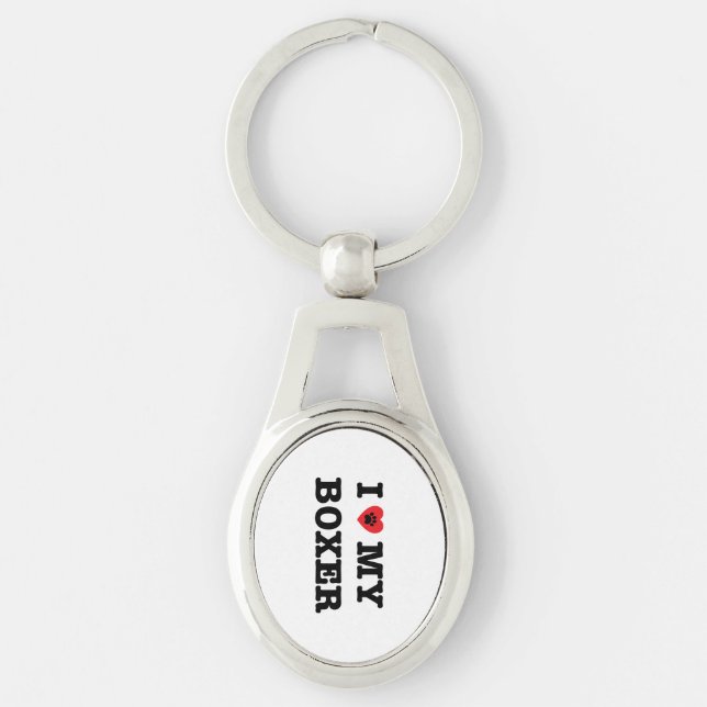 I Heart My Boxer Metal Keychain (Front)