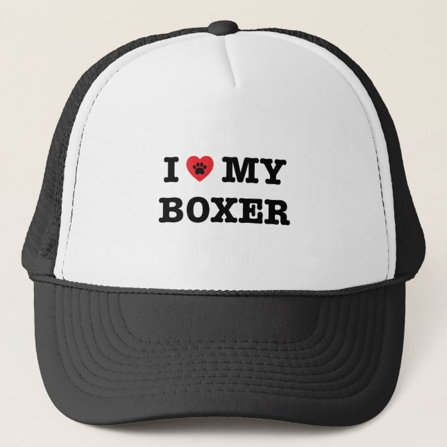 I Heart My Boxer Trucker Hat (Front)