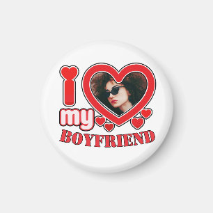 I Heart My Boyfriend Custom Photo Magnet