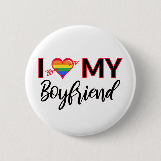 I Heart My Boyfriend Gay Valentines  LGBTQ Pride 6 Cm Round Badge