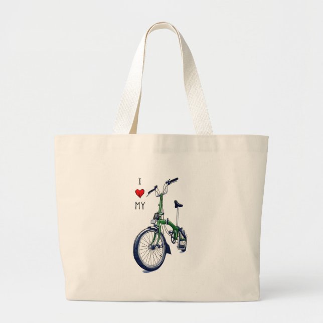 I heart my Brompton (green) Large Tote Bag (Front)