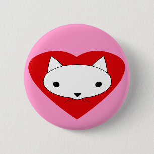 I heart my cat pink button pinback