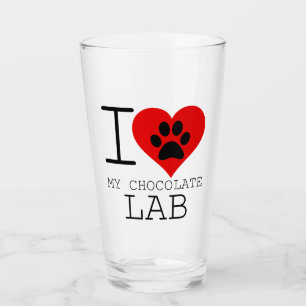 I HEART MY CHOCOLATE LAB GLASS