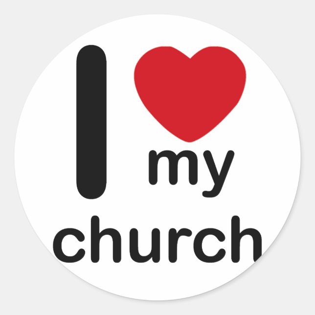 I Heart My Church Classic Round Sticker (Front)