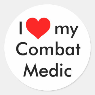 I heart my combat medic! classic round sticker