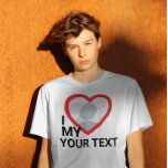 I heart my customisable photo text tshirts<br><div class="desc">Create your own I Love My Photo Text T-Shirt with this modern and funny shirt template featuring a cool modern sans serif font and girlfriend, wife, boyfriend or husband photo into a huge red heart. Add your own photo, your name or any personalised text. The "I love My Girlfriend" t-shirt...</div>