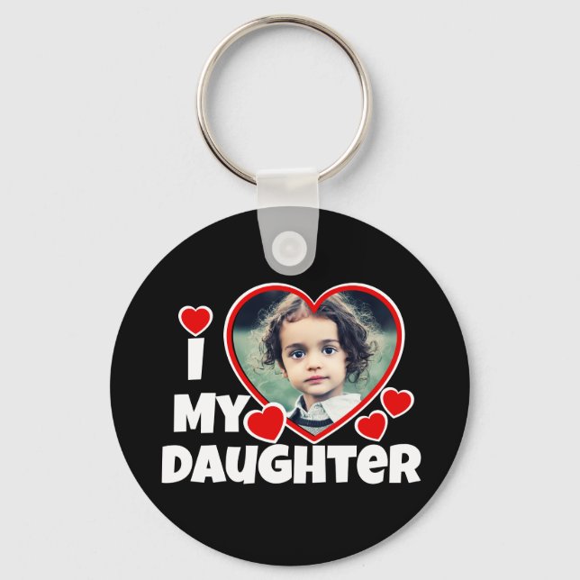 I Heart My Daughter Personalised Photo Key Ring (Front)