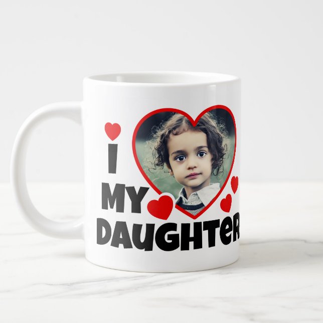 I Heart My Daughter Personalised Photo Large Coffee Mug (Left)
