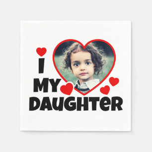 I Heart My Daughter Personalised Photo Napkin