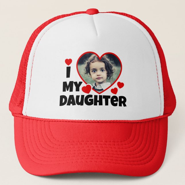 I Heart My Daughter Personalised Photo Trucker Hat (Front)