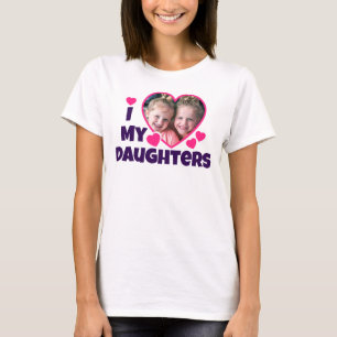 I Heart My Daughters Personalised Photo Pink T-Shirt