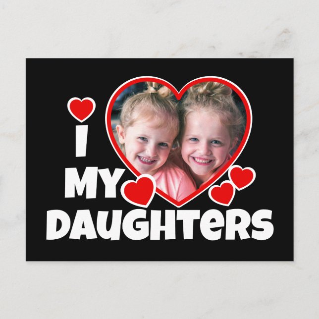 I Heart My Daughters Personalised Photo Postcard (Front)