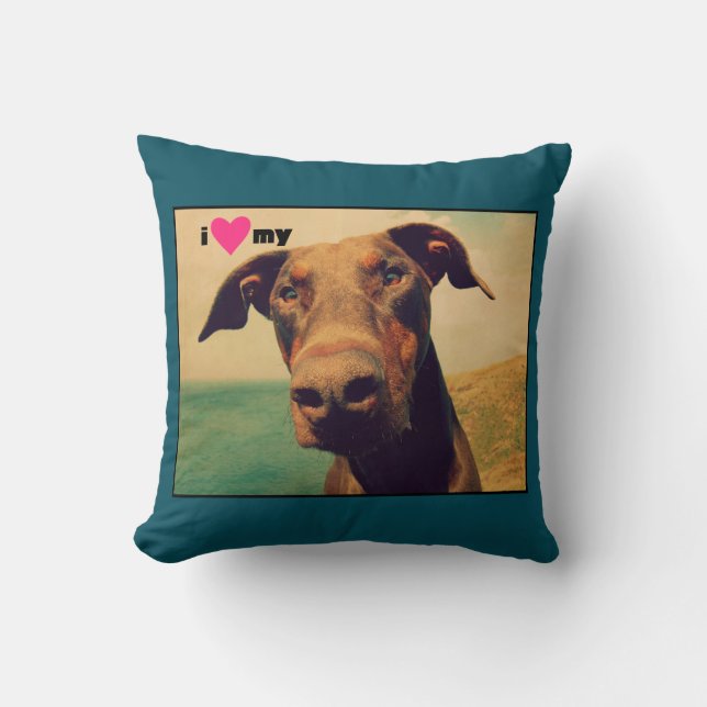 I Heart My Doberman Cushion (Front)