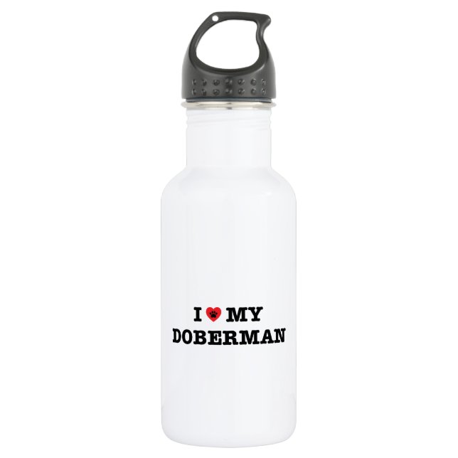 I Heart My Doberman Water Bottle (Front)