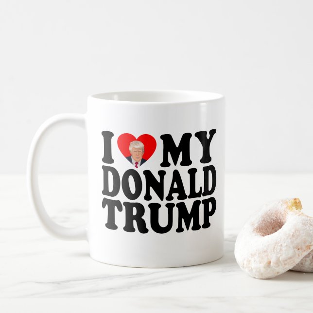 I Heart My Donald Trump 47th President Coffee Mug (With Donut)