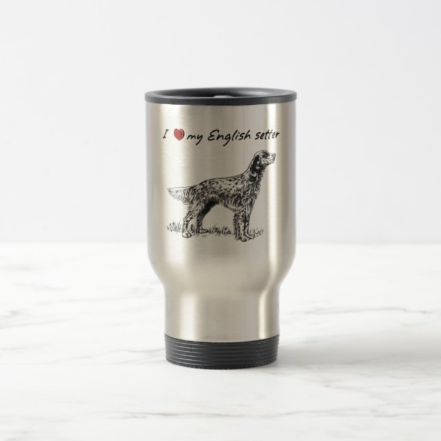 I "heart" my English setter" words & graphic Travel Mug (Center)