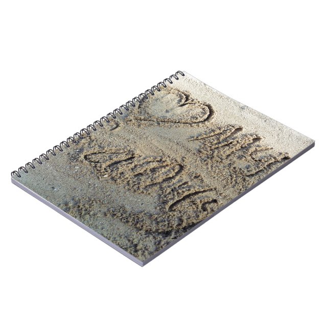 I heart my family, sand writing beach love quote notebook (Left Side)