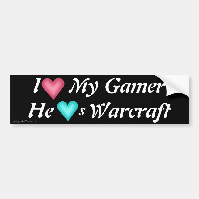 I Heart My Gamer - He Hearts WarCraft Bumper Sticker (Front)