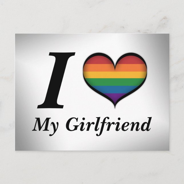 I Heart My Girlfriend Lesbian Pride Typography Postcard (Front)