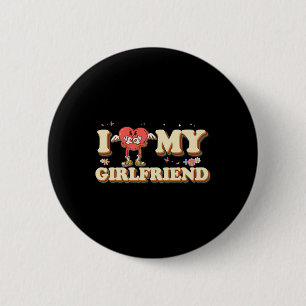 I Heart My Girlfriend Love Valentine Groovy Couple 6 Cm Round Badge