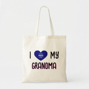 I Heart My Grandma Custom Photo Heart Tote Bag