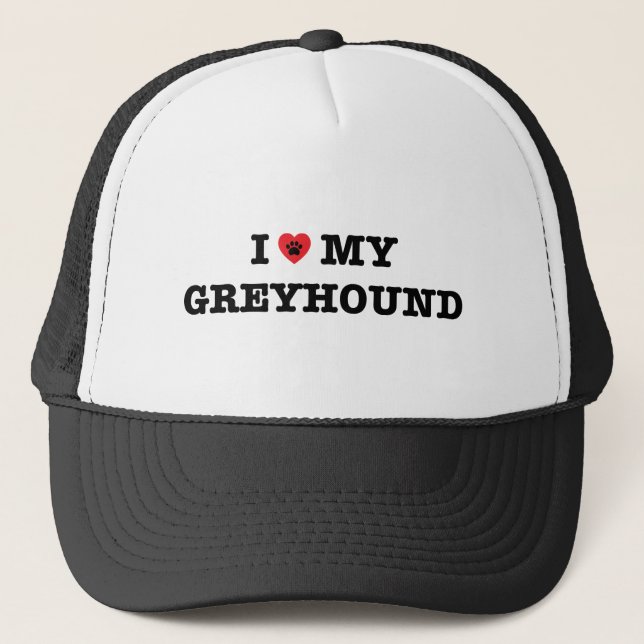 I Heart My Greyhound Trucker Hat (Front)