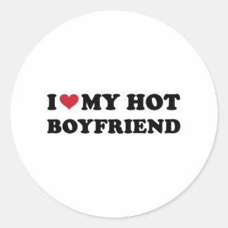 I Heart My Hot Boyfriend Classic Round Sticker