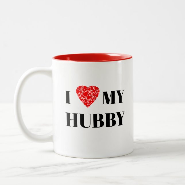 I heart my hubby | Gift to personalise Two-Tone Coffee Mug (Left)