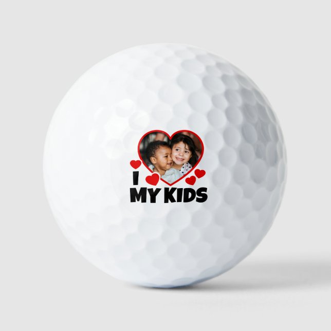 I Heart My Kids Personalised Photo Golf Balls (Front)