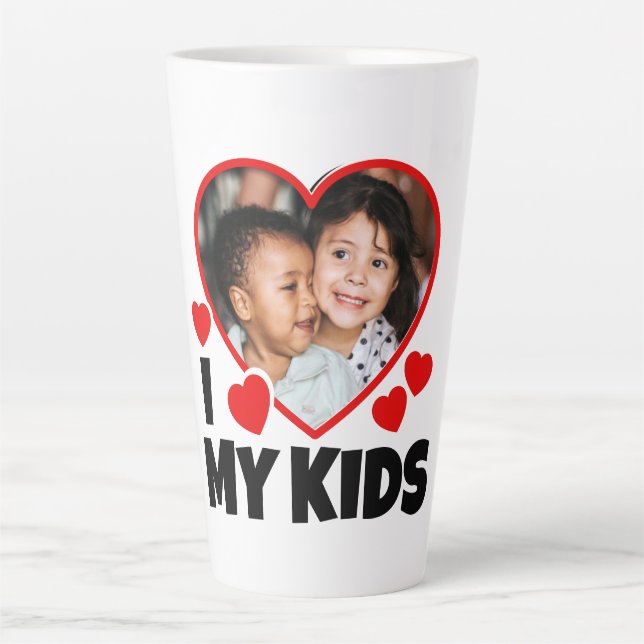 I Heart My Kids Personalised Photo Latte Mug (Front)