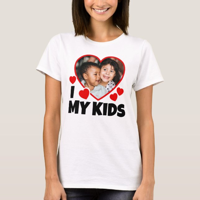 I Heart My Kids Personalised Photo  T-Shirt (Front)
