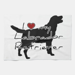 I "heart" my Labrador Retriever" words with graphi Tea Towel